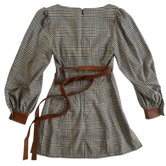 slim fit dress slacks STAUD PHARE LEATHER DRESS TRUFFLE main image 1